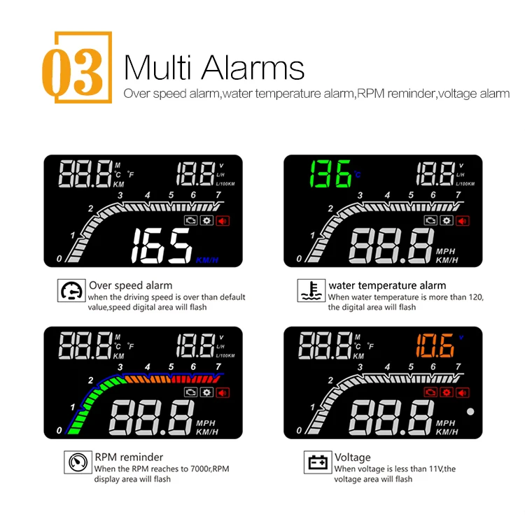 4 ''HUD Дисплей T100 Автомобильный дисплей OBD2 лобовое стекло проектор более скоростной автосигнализации об/мин Расход топлива диагностический инструмент