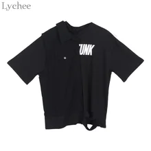 Lychee Летняя женская Футболка Harajuku с буквенным принтом и дырками, Повседневная футболка с коротким рукавом, футболка, топ