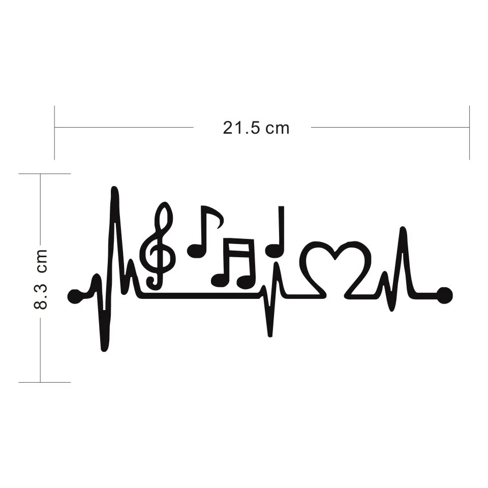 Cunymagos Music Notes Heartbeat Car-Styling Vinyl Car Sticker Creative Car Accessories Car Body Window Decal Sticker 21.58 (2)