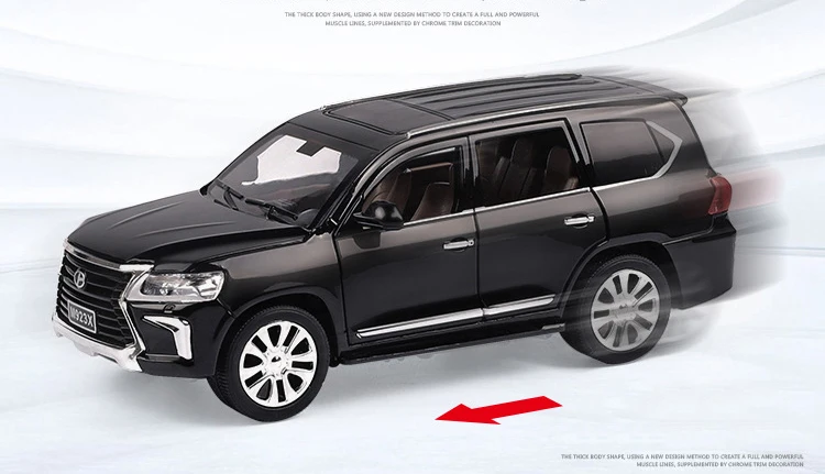 Горячая 1:24 масштабные колеса литой автомобиль toyota lexus suv lx570 металлическая модель с светильник и звуком вытяните назад игрушки коллекция для подарков