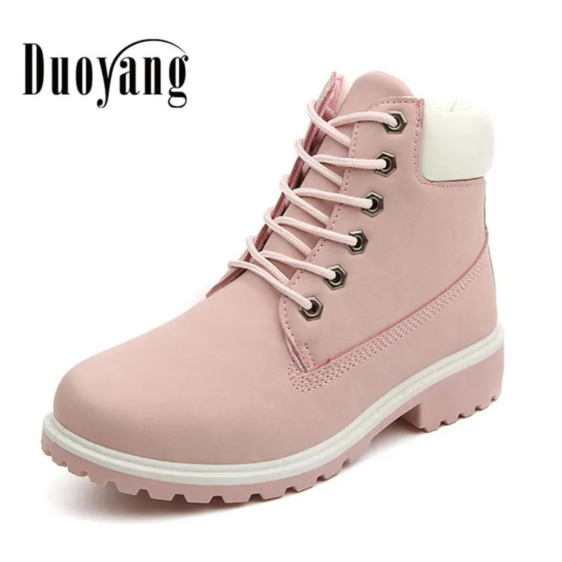 2017 Fashion casual warm women martin boot shoes ladies round toe lace- up winter snow boots