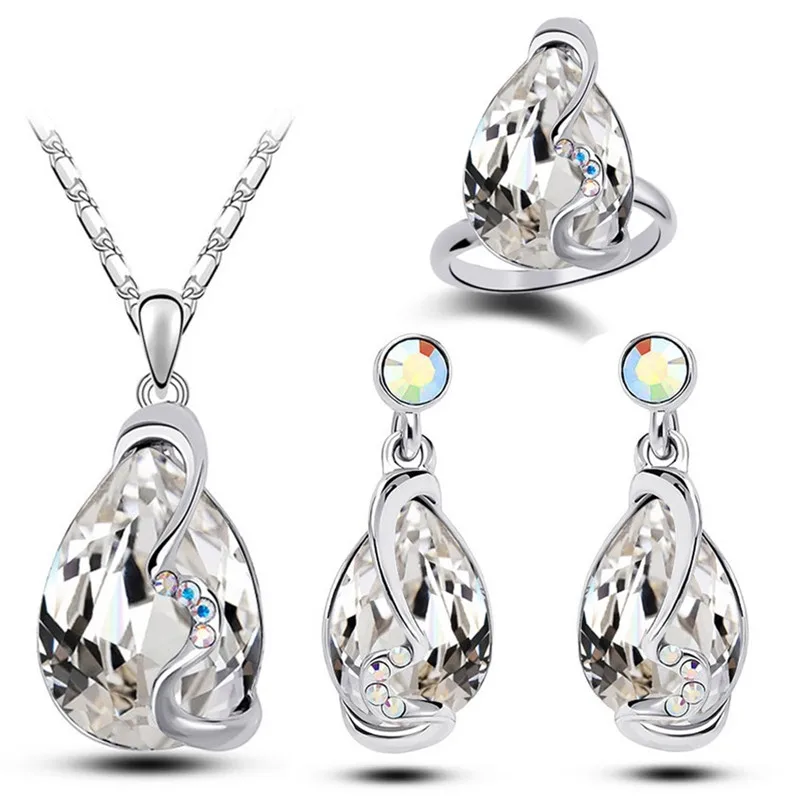 Комплект из колье серёг и кольца с австрийским кристаллом|austrian crystal set|crystal setfashion