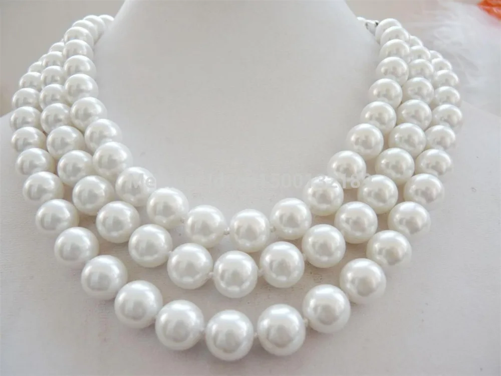 

FREE SHIPPING>>>@ j0049 10mm AAA white South Sea peal shell beads necklace 50