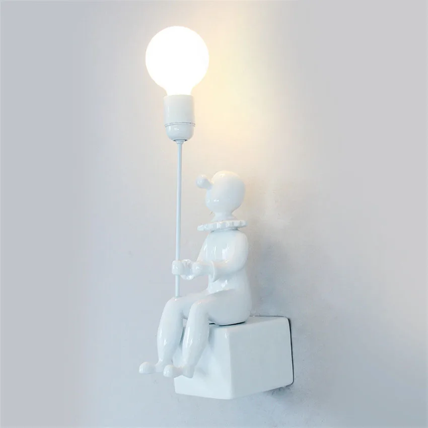 Скандинавский креативный клоун светодиодный настенный светильник Лофт стиль смола керамика Мультфильм Настенные светильники детская комната гостиная для домашнего освещения