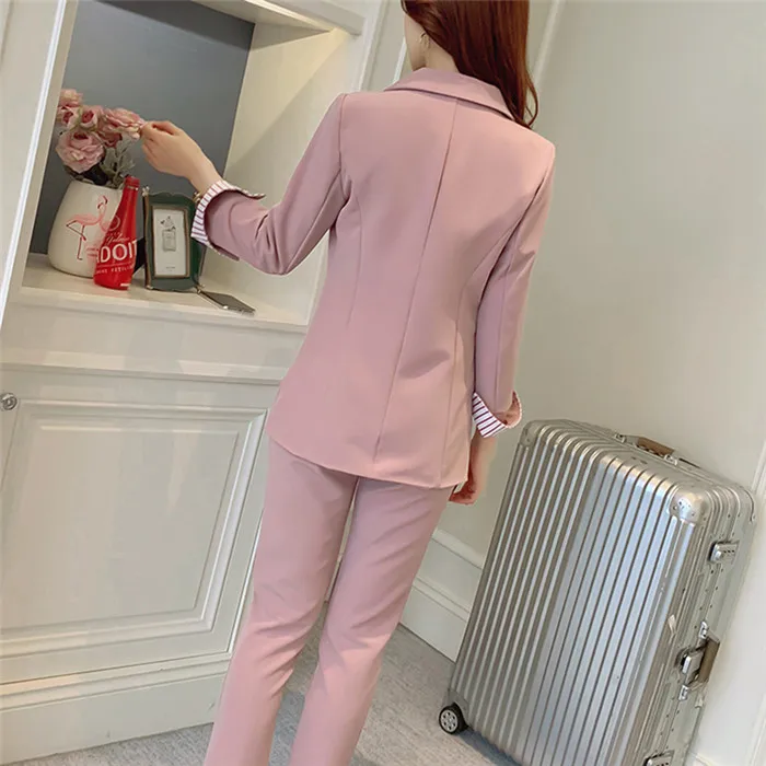 Сплошной цвет маленький костюм Демисезонный брючный костюм для Для женщин 2019 костюм Femme два-1 предмет Для женщин костюм NUW463