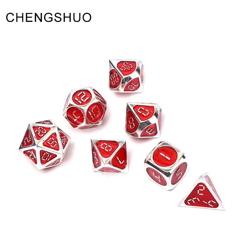 

Chengshuo rpg metal dice polyhedral dnd sets dungeons and dragons table game dices red digital zinc alloy d20 10 6 12 dados 7pcs