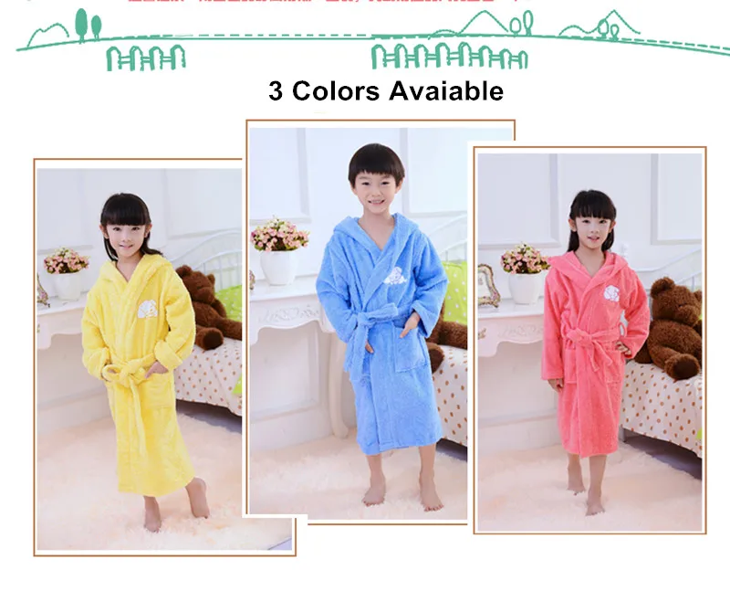 Terry Bathrobe Kids Hooded Bath Towel 9