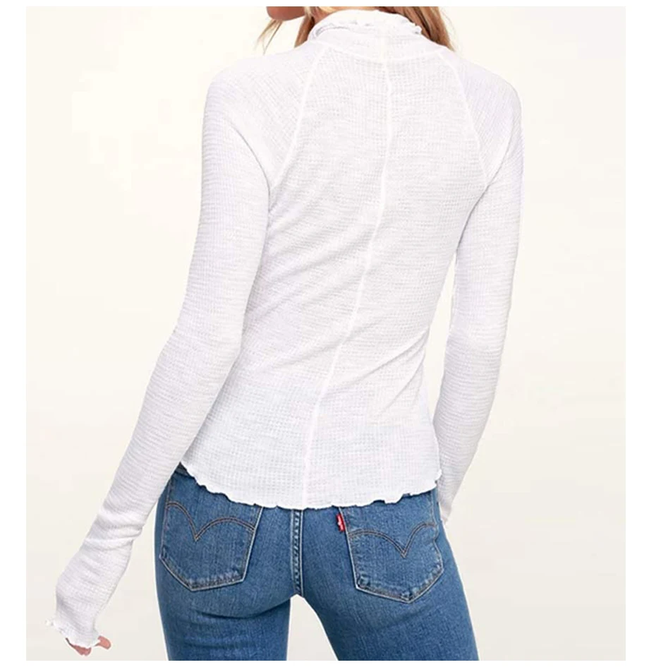 Gaovot turtleneck knitted sweater female ruffle long sleeve Korean sweaters fashion 2018 women winter Ladies pullover jumper (6)
