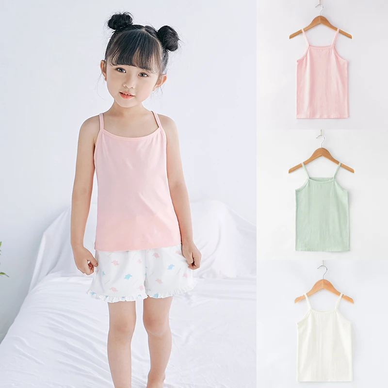 

Baby Girls Vest Undershirts Kids Underwear Model Cotton Girls Tank Tops Candy Colored Girls Vest 1-10 Year Children Singlet Tops