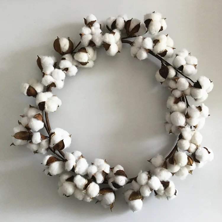  Flone Artificial Cotton Flower Wreath Simulation Cotton Flower Garland Fake Flowers Christmas Garland Home Decor Door Ornaments (22)