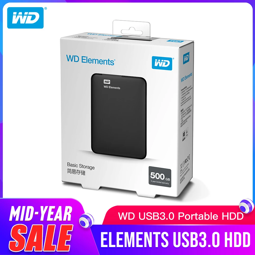  Western Digital WD elementos portátil externo hdd 25 USB 30 Disco Duro 500GB 1TB 2TB 3TB 4TB Origin