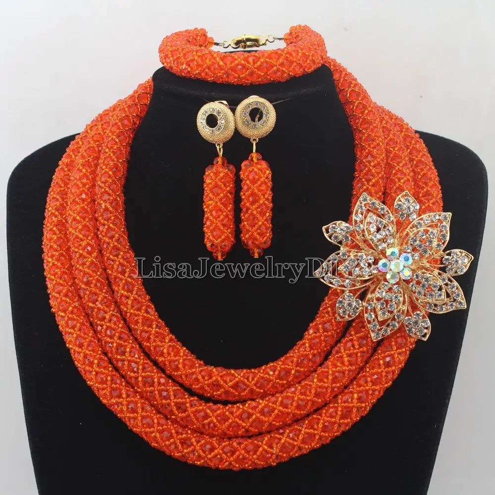 

Очаровательные массивные ожерелья, нигерийские Свадебные африканские бусы, Свадебный комплект ювелирных изделий с кристаллами, комплект ювелирных изделий для женщин HD7254