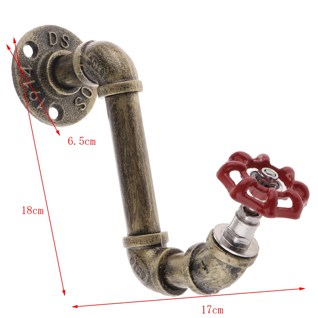 Home Decorative Industrial Iron Pipe Wall Mounted Coat Robe Hook Storage Hanger Rack Organizer