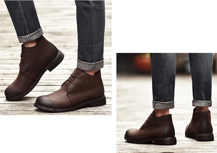 Новинка года; модные мужские зимние ботинки; мужская теплая обувь из натуральной кожи; мужские уличные Ботинки martin для отдыха; английская Мужская обувь в стиле ретро
