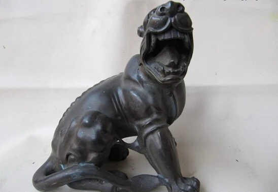 

Collectible bronze lion statue S0061 7"Chinese palace pure bronze talisman Animal Foo Dog beast Monsters Statue B0403