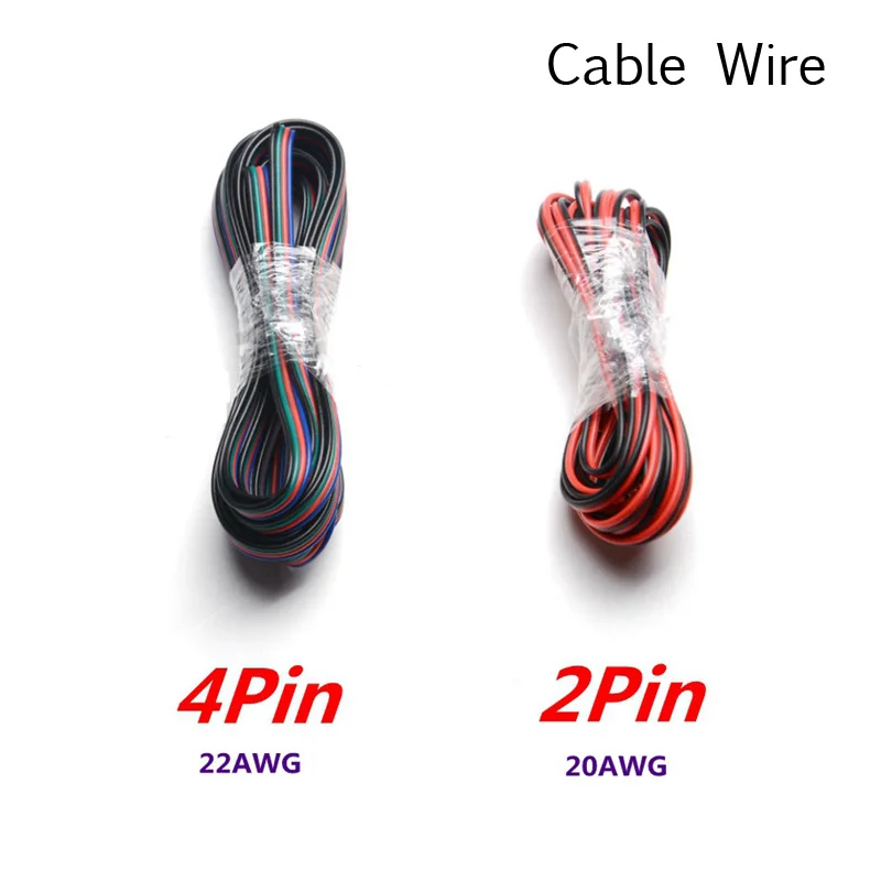 

2-Pin 4-Pin LED Strip RGB 3528 5050 Lamp 22AWG Connector Wholesale 10M/50M/100M Light Extension Cable Wire