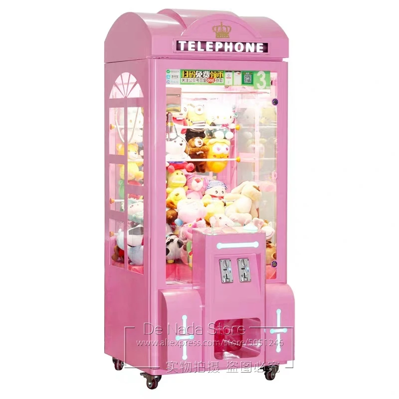 

Coin Operated Amusement Game Machine Pink Telephone Gift Toys Cranes Claw Machine For Game Center