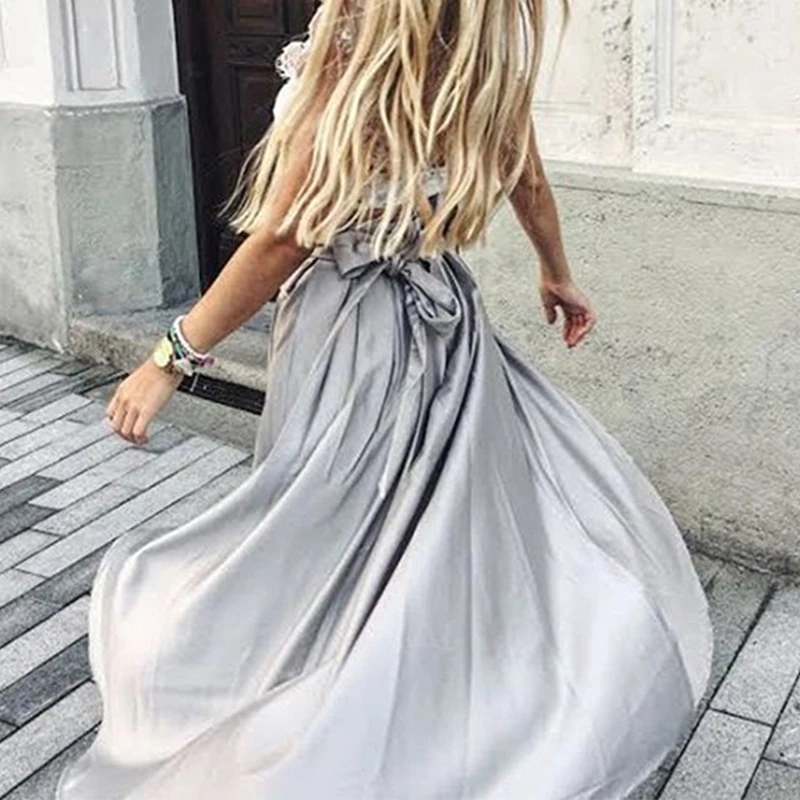 

Elegant Ruffles Asymmetrical Maxi Long Satin Skirts Women Autumn Winter Sexy Party Girls Black Skirts Sashes Pleated Skirts