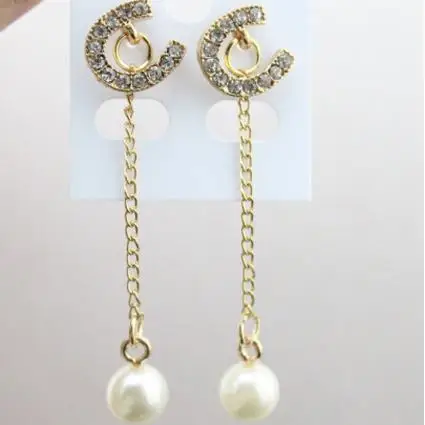 E2 letters C pearls aretes New 2014 pendientes brincos boucles d'oreilles bijoux bijouterie stud earrings for women | Украшения и
