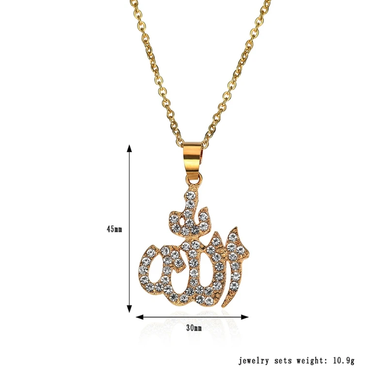 Арабские мусульманские женские золотые стразы исламский Бог ожерелье ювелирные изделия