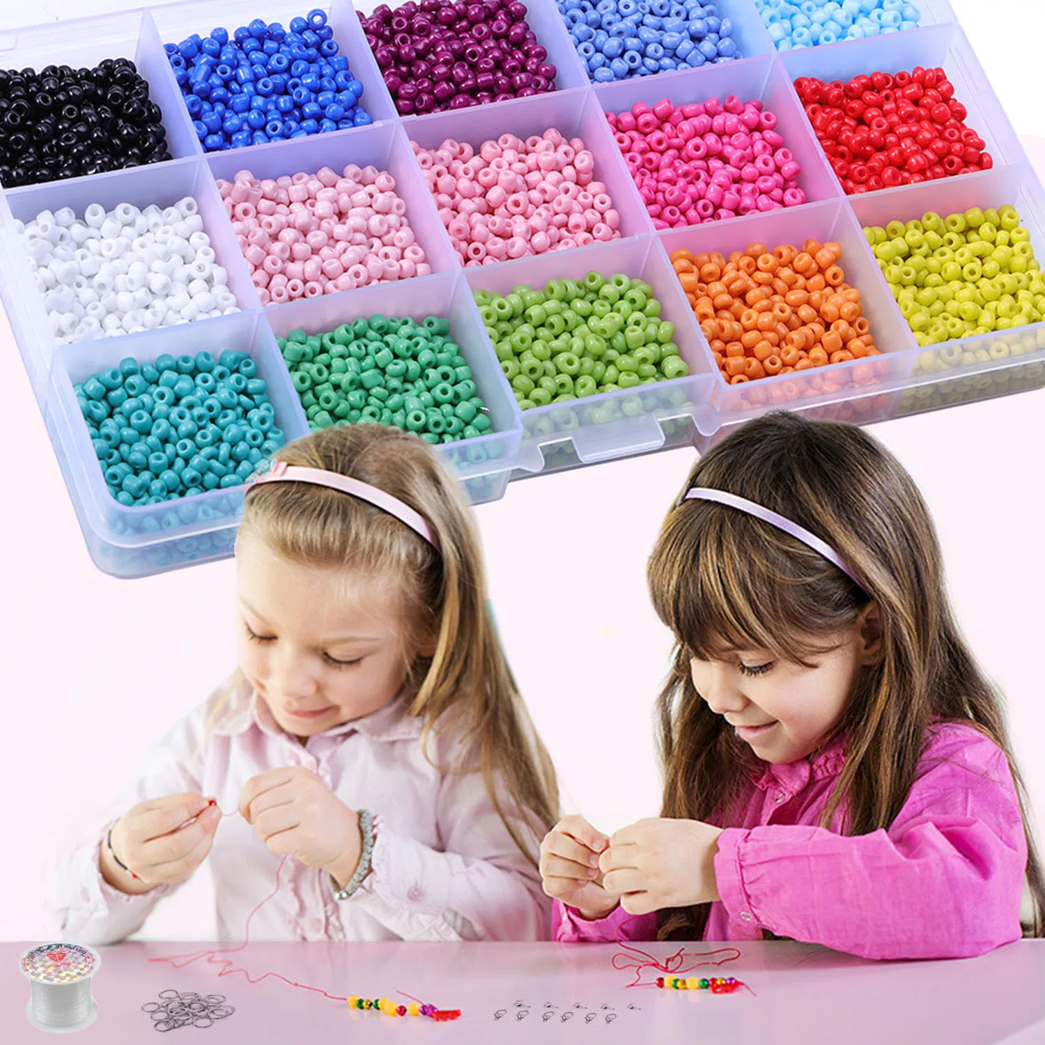 

Set of Colorful Beads 3mm Glass Beads Pony Beads Mini Handmade Beads for Making Jewelry Necklaces Bracelets Earring DIY Craft