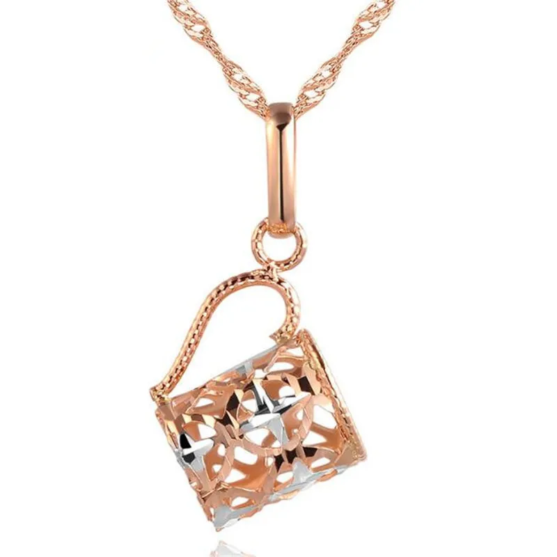 

Real 18K Gold Necklace Pendant Exquisite Hollow Cup Necklaces Pendants New Fashion Jewelry Women AU750 Fine Jewelry Birthday Gif