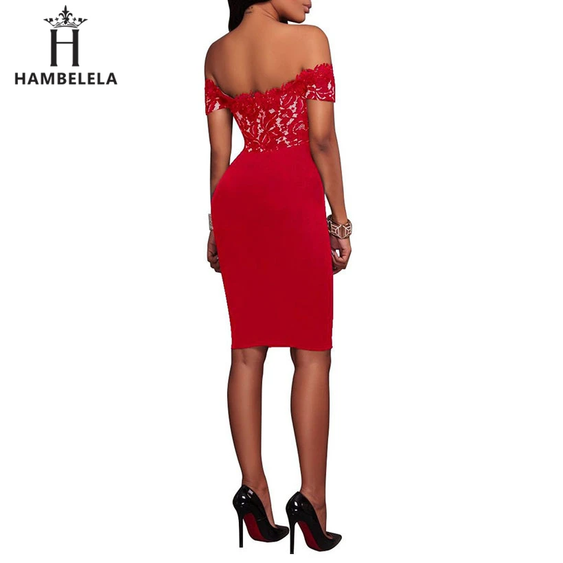 HAMBELELA Women Black Lace Casual Work Dress Ladies Lace Patchwork Pencil Midi Dress Party Club Dresses Office Elegant Vestidos (14)