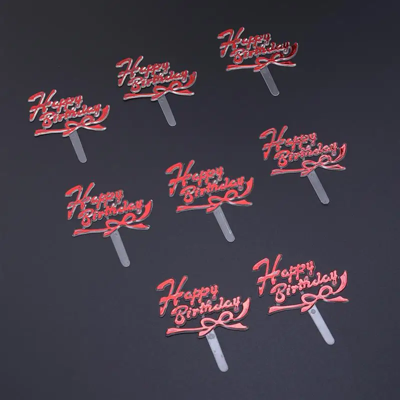 100PCS Cake Topper Toppers Plastic Happy Birthday Insertion Card Decoration Party Supplies For Halloween Wedding Party A3