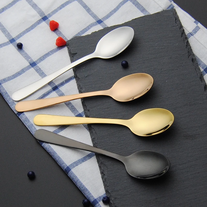 

High Quality Silver Teaspoons Stainless Steel Dessert Tea Spoon Picnic Kitchen Accessories Tea Spoon Mixing Spoon Set For Tea