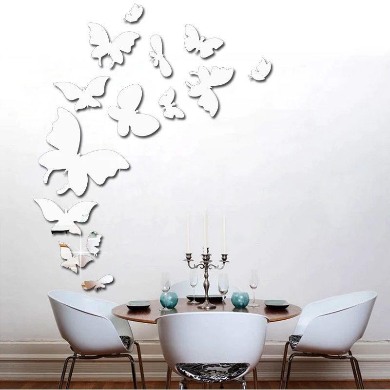 Butterfly Mirror Surface Wall Stickers for Bedroom Decor ...