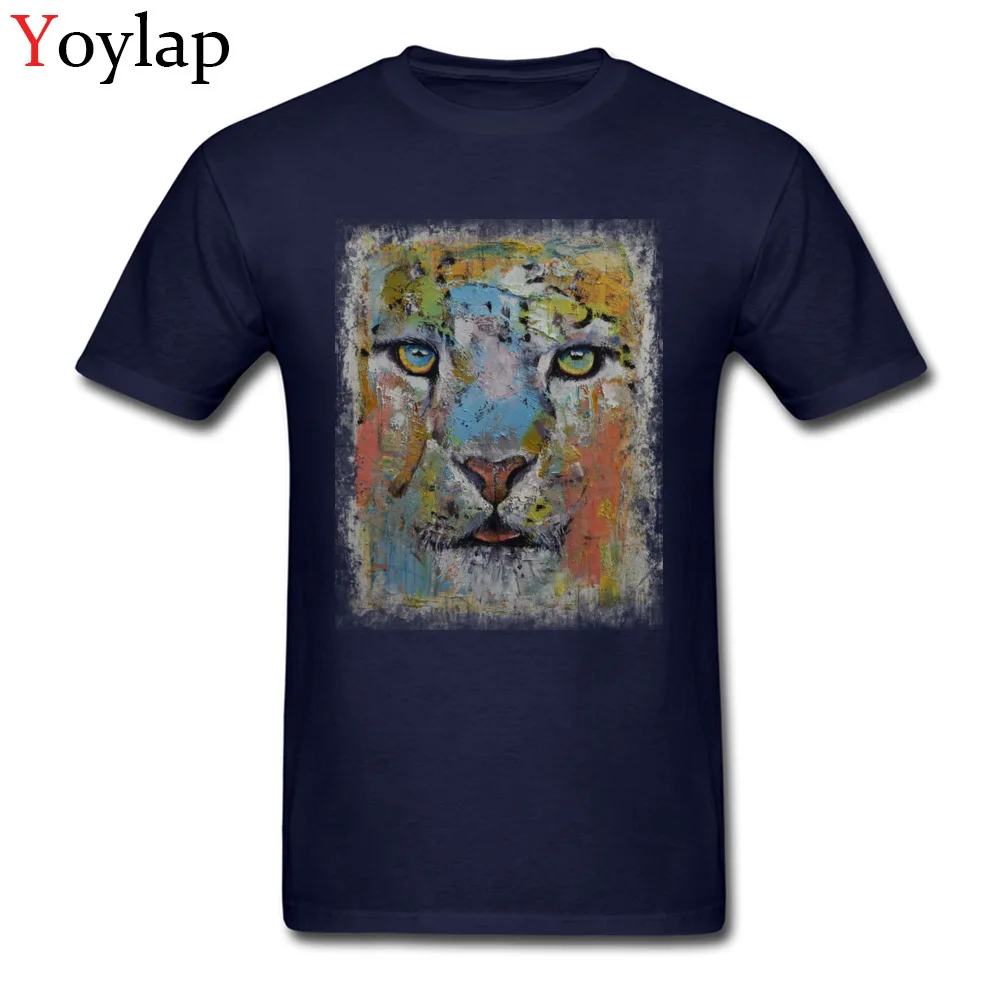 100% Cotton Tops Tees SNOW LEOPARD for Boys Design T-shirts Personalized New Coming Round Collar Short Sleeve Sweatshirts navy