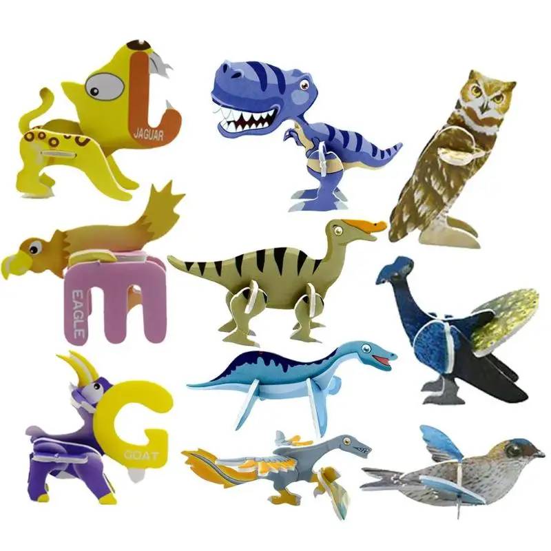 18 шт. 3D бумажные Пазлы игрушки пена животное модель птицы детские развивающие игрушки животные Пазлы Забавный мультфильм Дети DIY отрезная