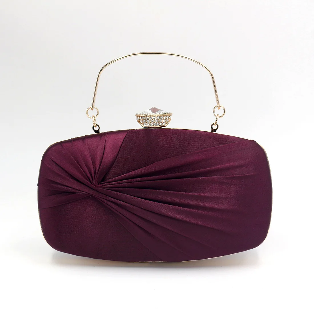 Luxy Moon Purple Silk Clutch Hand Bag Front View