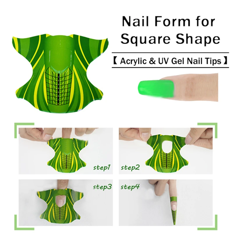100pcs roll Square Shape Adhesive font b Nail b font font b Form b font for