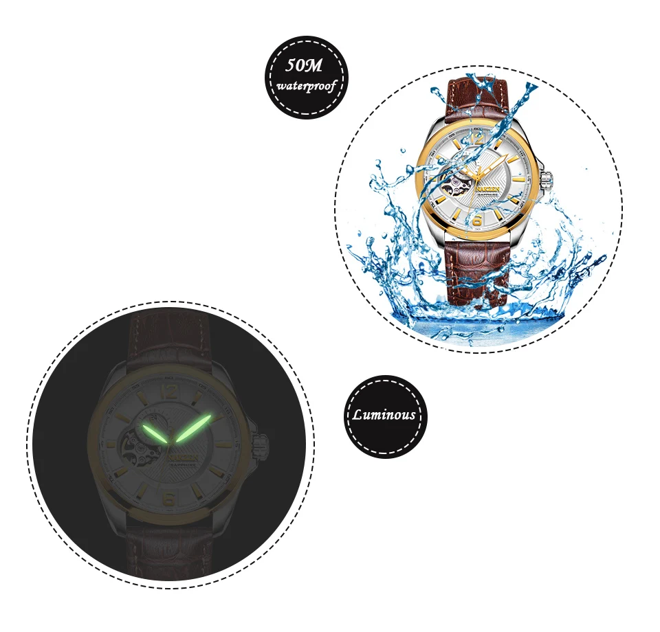 NAKZEN мужские часы Автоматические японские NH39 механические часы мужские деловые сапфировые светящиеся указатели наручные часы Relogio Masculino