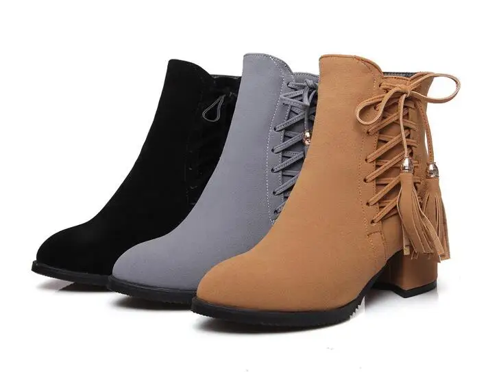 new fashion spring autumn women font b boots b font Tassel Pointed Toe Side Zipper font
