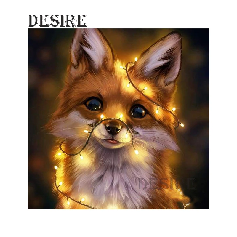

Desire Diamond Painting Cross Stitch Animal Fox Cute Light Square Drill Mosaic Picture Rhinestone Diamond Embroidery PT2371