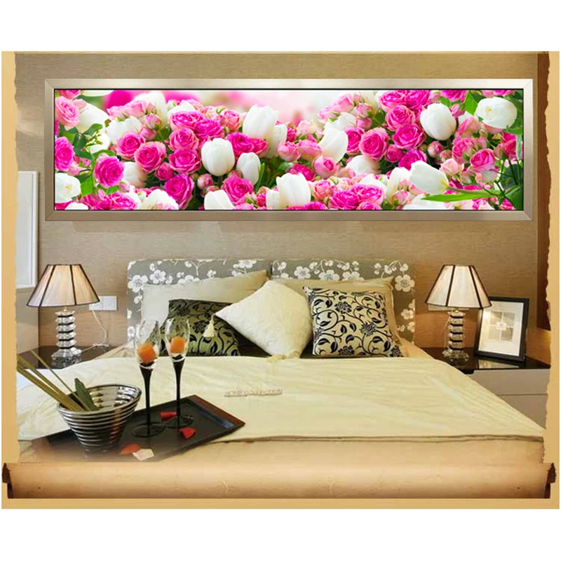 170x50CM 5D Round Diamond Painting Cross Stitch Kit Rose Diamond Embroidery Diy Diamond Mosaic Flowers