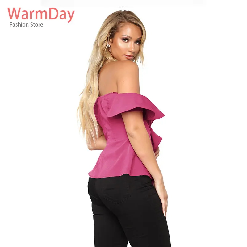 Warmday 2019 летние женские рубашки короткий рукав шифоновый с открытыми плечами