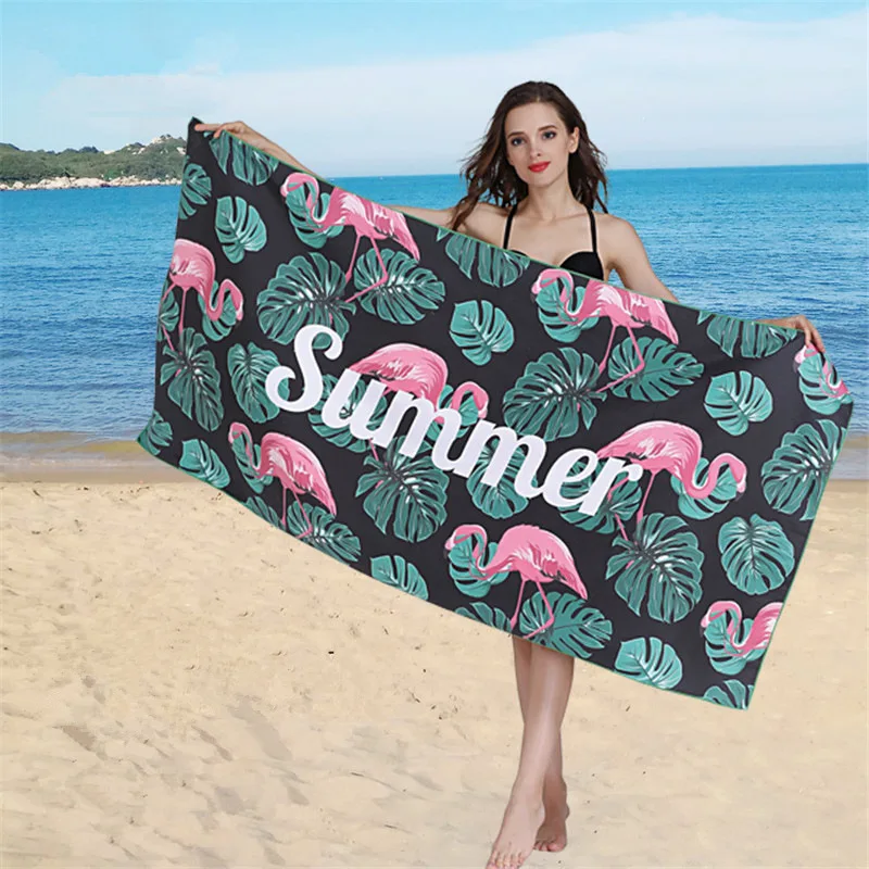 

80*160cm Microfiber Beach Towel Leaves Flamingo Printed Bath Towels for Adults Absorbent Quick Dry Yoga Swimming Sport Gym Towel