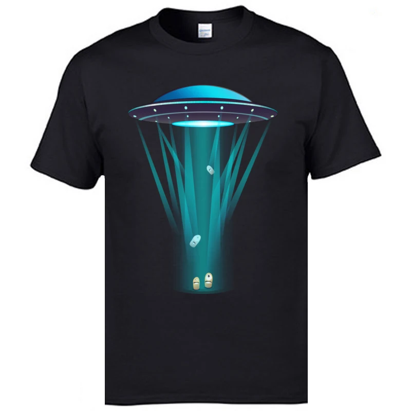 O-Neck Abductees 100% Cotton Men's T-Shirt Crazy Short Sleeve Tops T Shirt Retro Customized Tops Tees Drop Shipping Abductees black