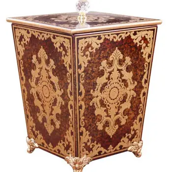 

European-style Trash Cans Household Covered Living Room Restoration Bathroom Kitchen American-style Living Room Creative Wooden