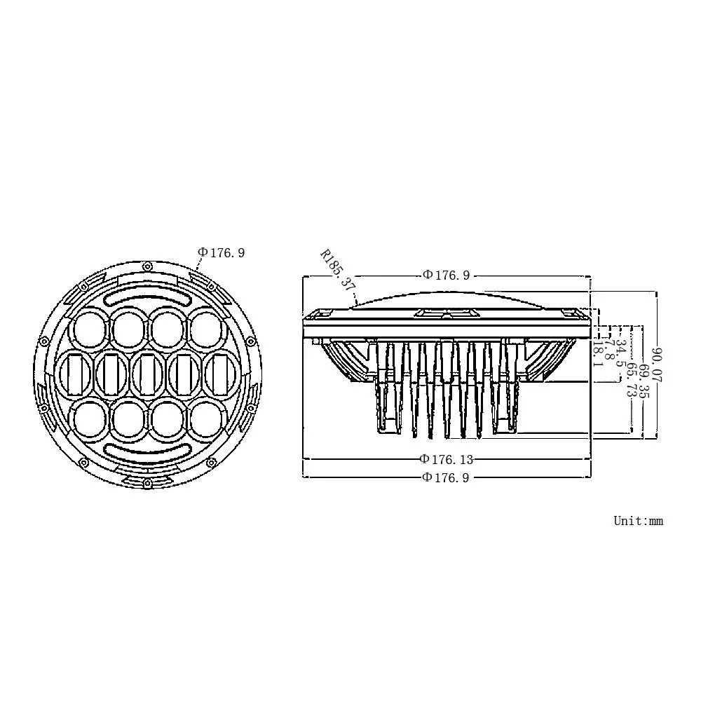 7 Inch 78w Round LED Projector Headlights with DRL Hilo Beam for Jeep Wrangler Jk Tj Harley Motorcycle (Pack of 1) (4)