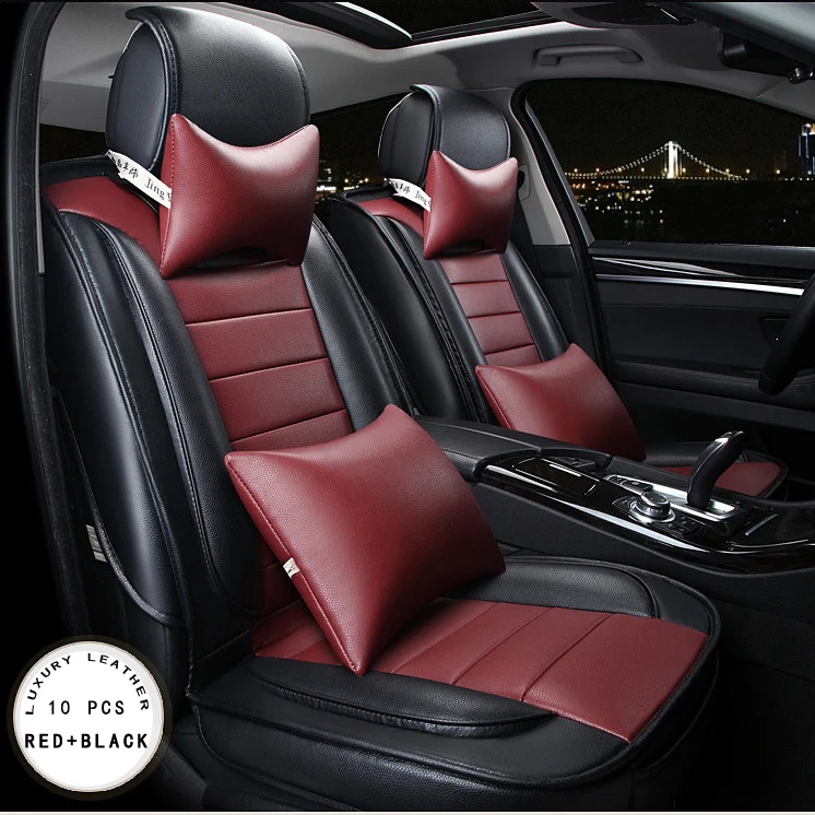 Brown/Beige/Red new brand Luxury leather Car Seat Cover Front&Rear 5 seat for Universal car covers Four Seasons