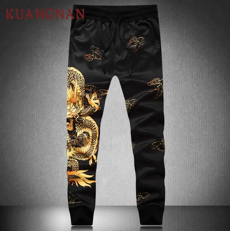 KUANGNAN, китайский стиль, с принтом дракона, Мужские штаны, для бега, Японская уличная одежда, для бега, Мужские штаны, хип-хоп брюки, мужские штаны, новинка - Цвет: One