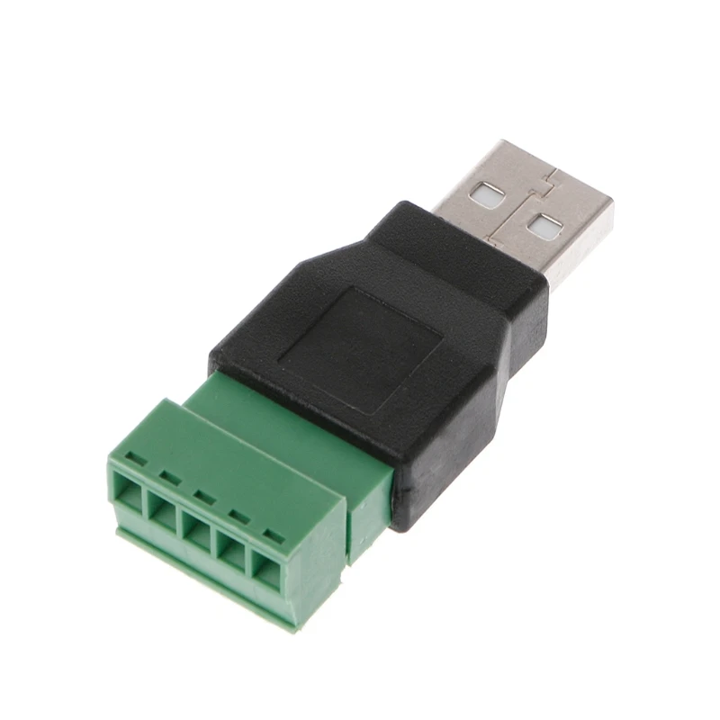 1Pc USB female to 5P screw shield plug terminal adapter connectTE