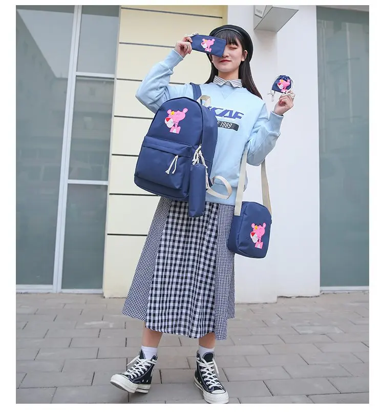 Mochila De mujer de dibujos animados de Pantera Rosa Linda Mochila escolar de lona para niñas bordada Mochila de viaje de mujer Mochila de Mochila Mochila De mujer de dibujos animados de Pantera Rosa Linda Mochila escolar de lona para niñas bordada Mochila de viaje de mujer Mochila de Mochila