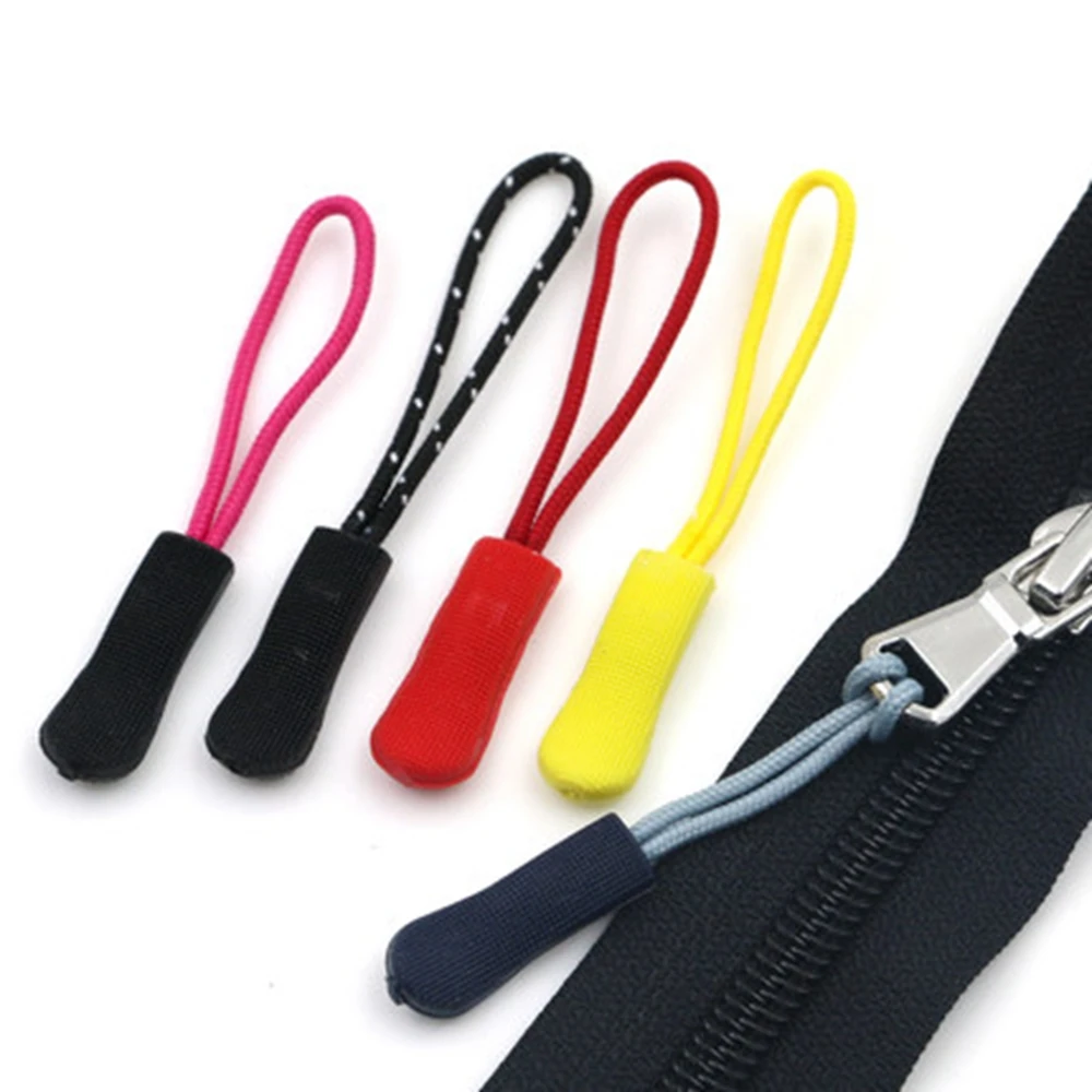 10 Pieces Nylon Zipper Pull Cord Zipper Extension Zipper Tag Replacement Zipper Fixer Red Color