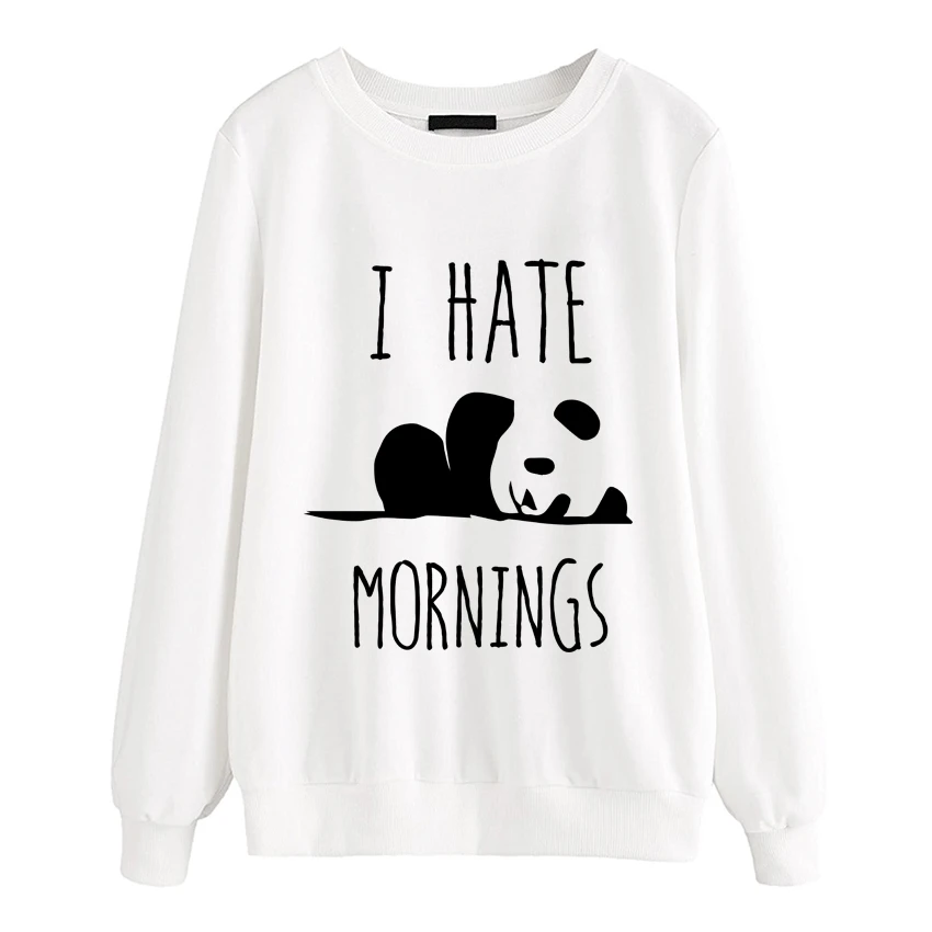 Осенняя флисовая Толстовка harajuku Lady I HATE MORNINGS kawaii Panda, толстовки для женщин, топовые Брендовые спортивные костюмы, женские пуловеры