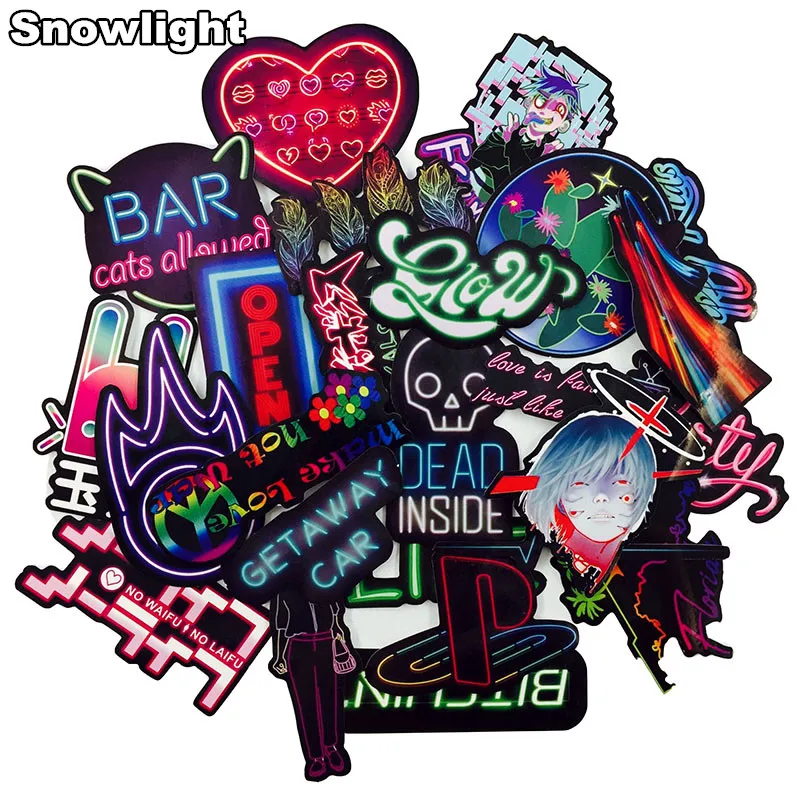 

25PCS/set Colorful Neon Light Interesting Sticker FOR Suitcase Pull Rod Box Motorcycle Laptop Skateboard Waterproof Sticker